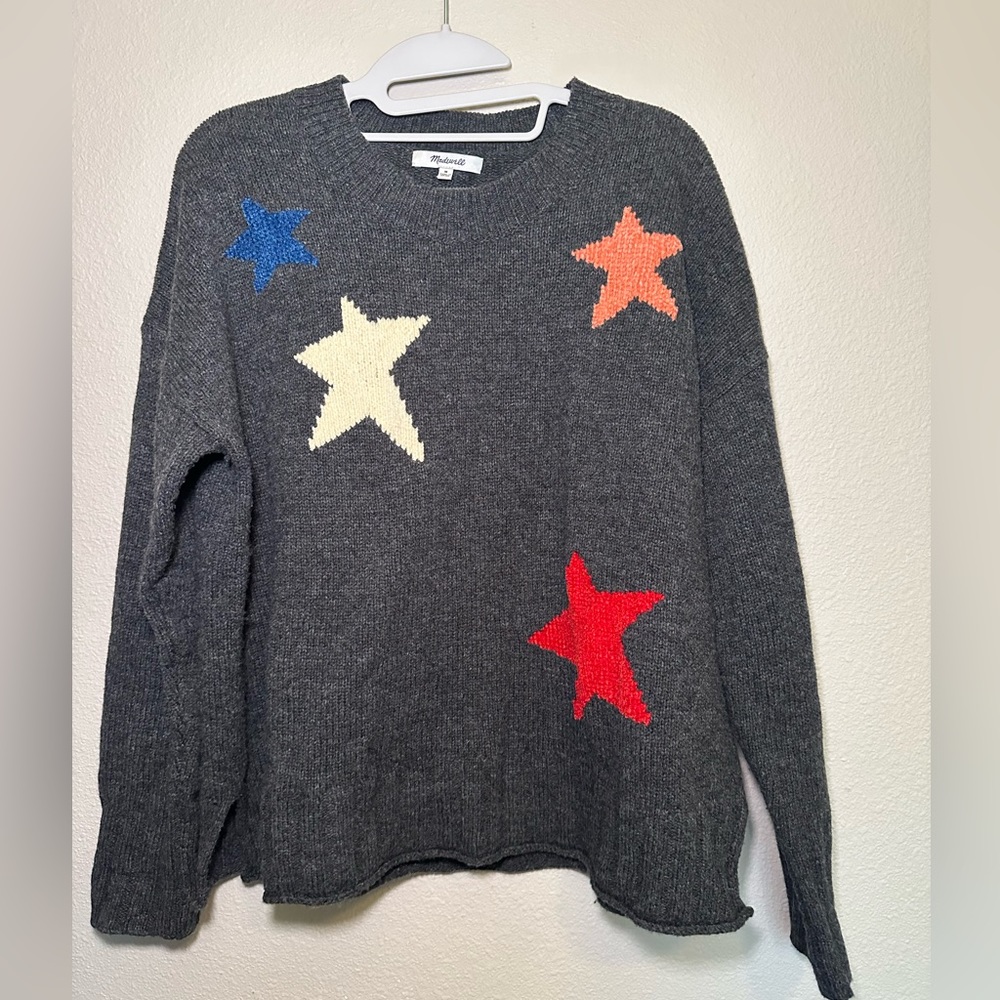Madewell Starry Night Pullover Sweater size medium sold out on website 100% wool